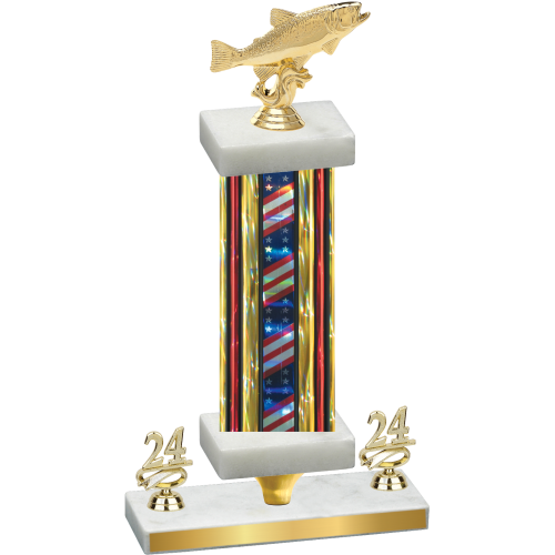 Premium Single Flag USA Year Fishing Trophy