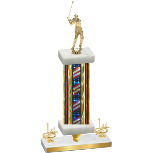 Premium Single Flag USA First Place Golf Trophy