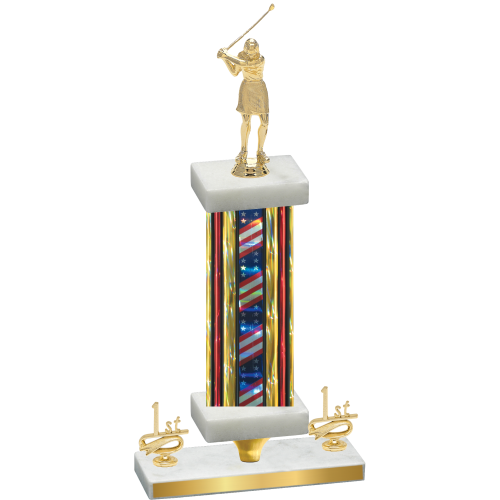 Premium Single Flag USA First Place Golf Trophy