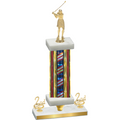 Premium Single Flag USA Second Place Golf Trophy