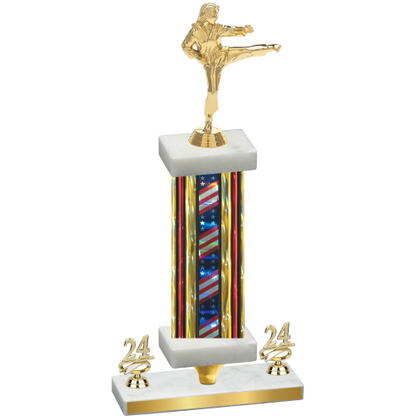 Premium Single Flag USA Year Karate Trophy