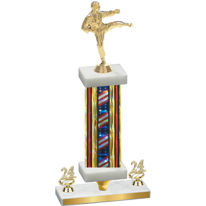 Premium Single Flag USA Year Karate Trophy
