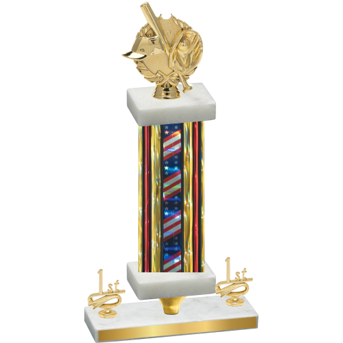 Premium Single Flag USA First Place Baseball Trophy
