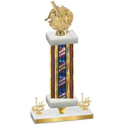 Premium Single Flag USA First Place Baseball Trophy