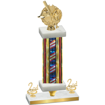 Premium Single Flag USA Second Place Baseball Trophy