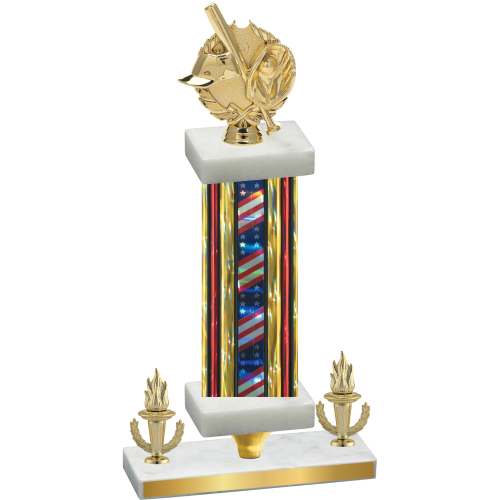 Premium Single Flag USA Victory Baseball Trophy