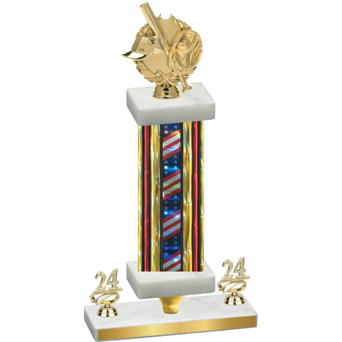 Premium Single Flag USA Year Baseball Trophy
