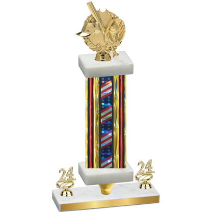 Premium Single Flag USA Year Baseball Trophy