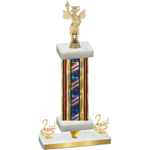 Premium Single Flag USA Second Place Academics Trophy