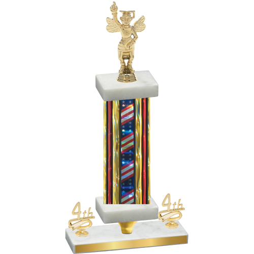 Premium Single Flag USA Fourth Place Academics Trophy