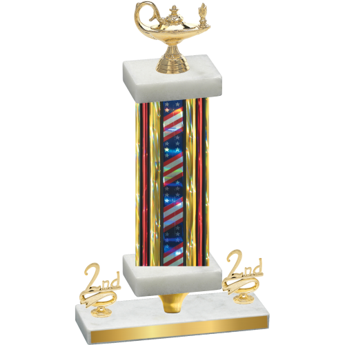 Premium Single Flag USA Second Place Academics Trophy
