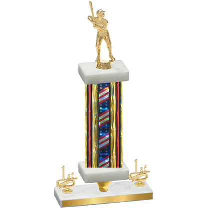 Premium Single Flag USA First Place Baseball Trophy