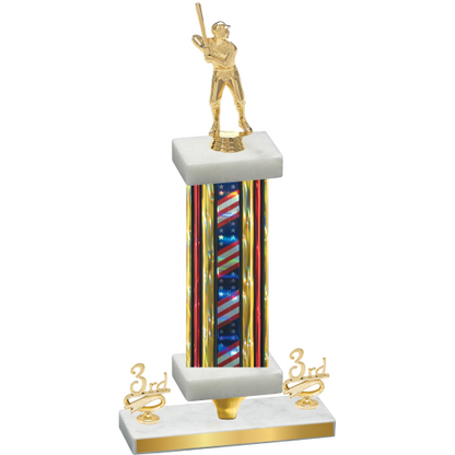 Premium Single Flag USA Third Place Baseball Trophy