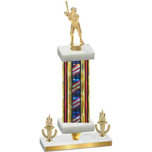 Premium Single Flag USA Victory Baseball Trophy