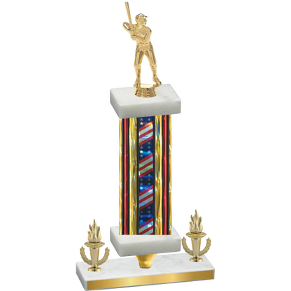 Premium Single Flag USA Victory Baseball Trophy