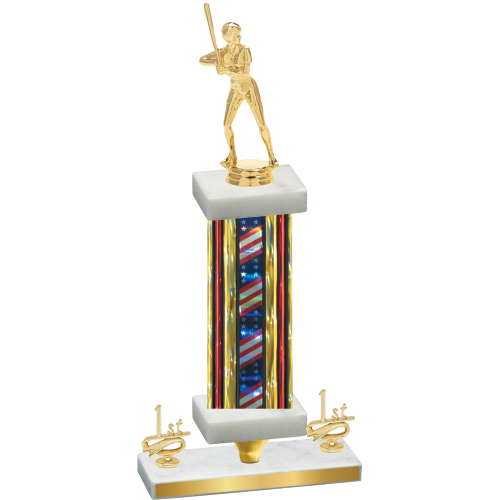 Premium Single Flag USA First Place Softball Trophy