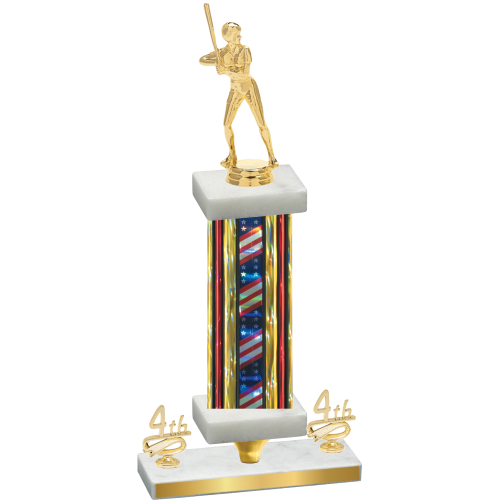 Premium Single Flag USA Fourth Place Softball Trophy