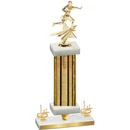Premium Single Gold Glacier First Place Flag Football Trophy