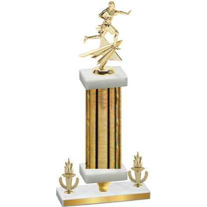 Premium Single Gold Glacier Victory Flag Football Trophy