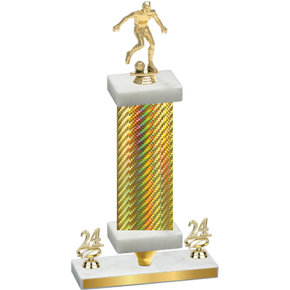 Premium Single Gold Carbon Fiber Year Soccer Trophy