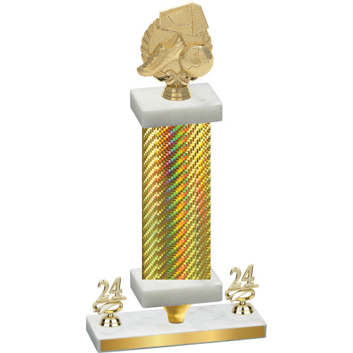 Premium Single Gold Carbon Fiber Year Soccer Trophy
