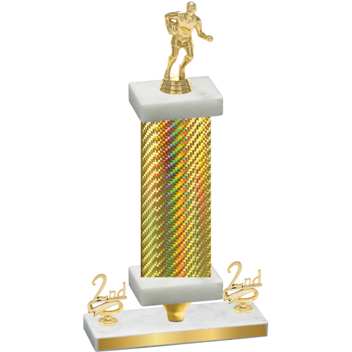 Premium Single Gold Carbon Fiber Second Place Rugby Trophy