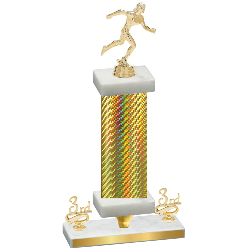Premium Single Gold Carbon Fiber Third Place Running Trophy