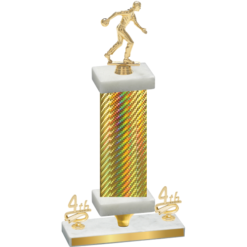 Premium Single Gold Carbon Fiber Fourth Place Bowling Trophy