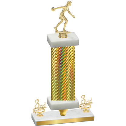 Premium Single Gold Carbon Fiber Third Place Bowling Trophy