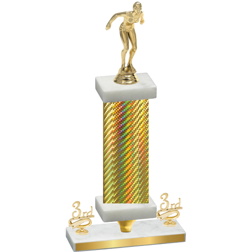 Premium Single Gold Carbon Fiber Third Place Tennis Trophy