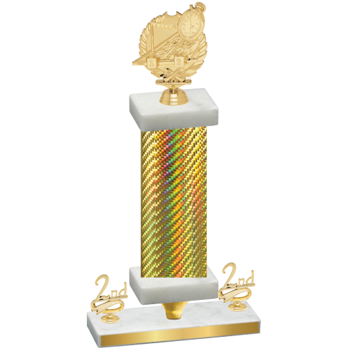 Premium Single Gold Carbon Fiber Second Place Swimming Trophy
