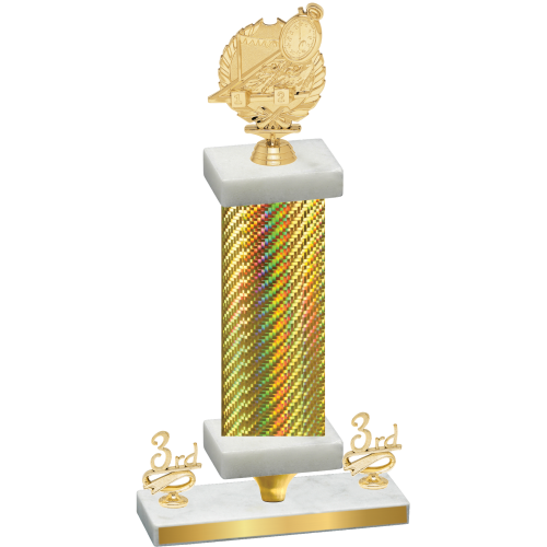 Premium Single Gold Carbon Fiber Third Place Swimming Trophy