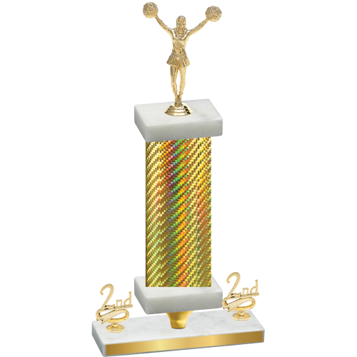 Premium Single Gold Carbon Fiber Second Place Cheerleading Trophy