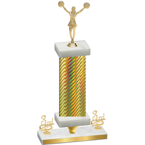 Premium Single Gold Carbon Fiber Third Place Cheerleading Trophy