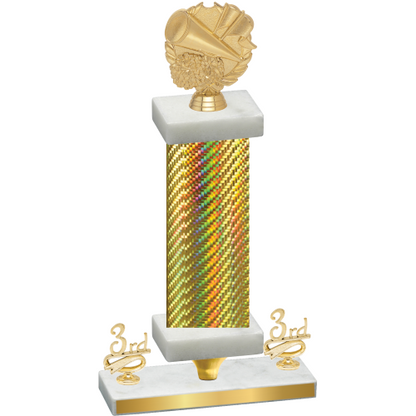 Premium Single Gold Carbon Fiber Third Place Cheerleading Trophy