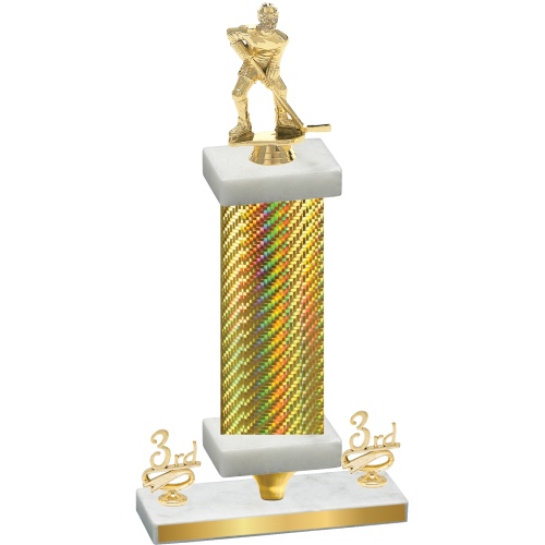 Premium Single Gold Carbon Fiber Third Place Hockey Trophy
