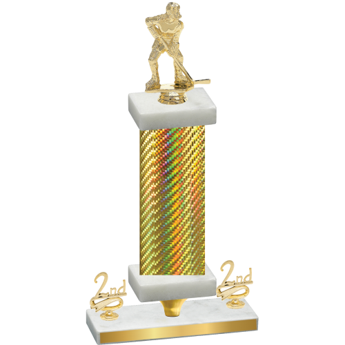Premium Single Gold Carbon Fiber Second Place Hockey Trophy