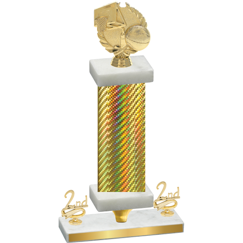 Premium Single Gold Carbon Fiber Second Place Basketball Trophy