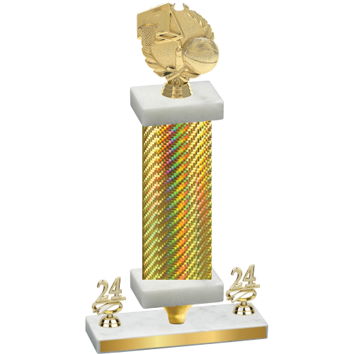 Premium Single Gold Carbon Fiber Year Basketball Trophy