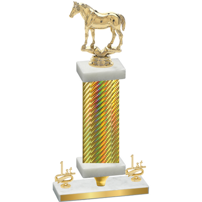 Premium Single Gold Carbon Fiber First Place Horses Trophy
