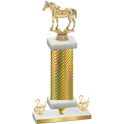Premium Single Gold Carbon Fiber Second Place Horses Trophy