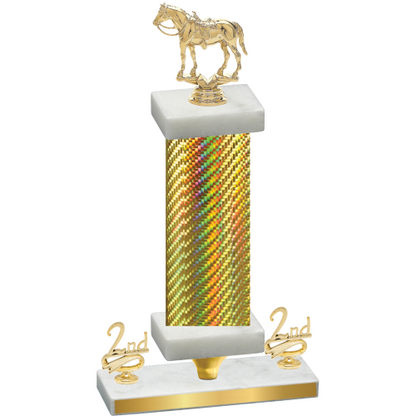 Premium Single Gold Carbon Fiber Second Place Horses Trophy
