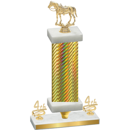 Premium Single Gold Carbon Fiber Fourth Place Horses Trophy