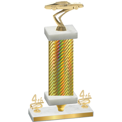 Premium Single Gold Carbon Fiber Fourth Place Cars Trophy