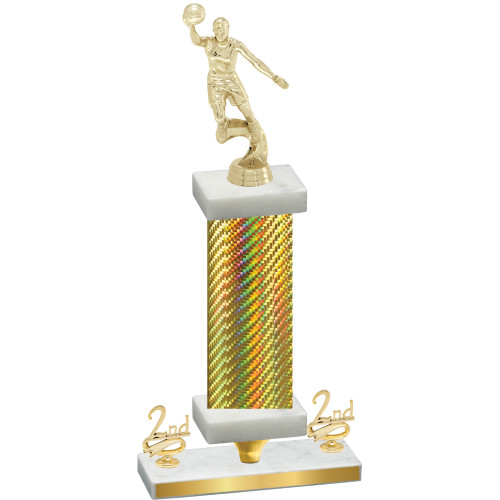 Premium Single Gold Carbon Fiber Second Place Basketball Trophy
