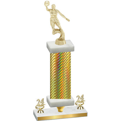 Premium Single Gold Carbon Fiber Year Basketball Trophy