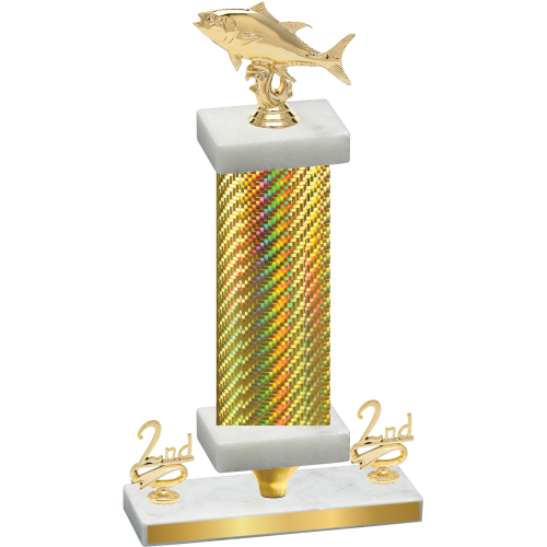 Premium Single Gold Carbon Fiber Second Place Fishing Trophy