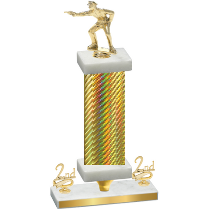 Premium Single Gold Carbon Fiber Second Place Shooter Trophy
