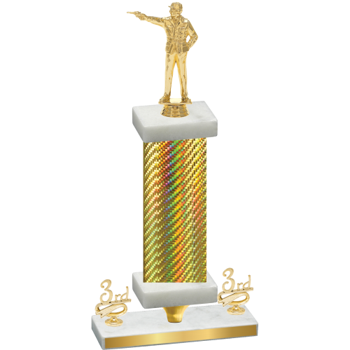 Premium Single Gold Carbon Fiber Third Place Shooter Trophy