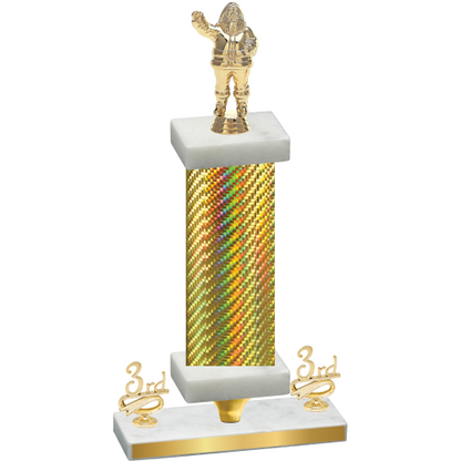 Premium Single Gold Carbon Fiber Third Place Holiday Trophy
